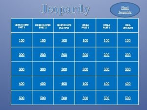 Jeopardy Final Jeopardy MICROSCOPES PART 1 MICROSCOPES PART