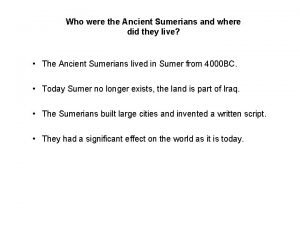 Where was sumerian civilization located