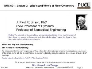 BMS 631 Lecture 2 Whos and Whys of