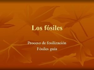 Los fsiles Proceso de fosilizacin Fsiles gua Fsiles