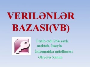 VERILNLR BAZASIVB Trtib etdi 264 sayl mktb liseyin