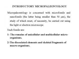 Micropaleontology lecture notes