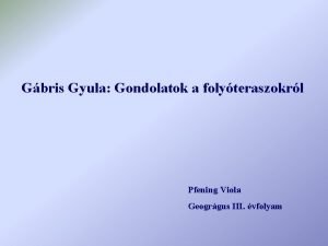 Gbris Gyula Gondolatok a folyteraszokrl Pfening Viola Geogrgus