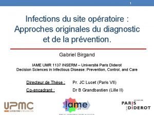 1 Infections du site opratoire Approches originales du