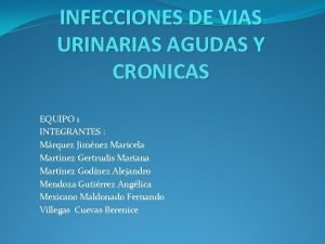 INFECCIONES DE VIAS URINARIAS AGUDAS Y CRONICAS EQUIPO