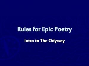 Epic poetry elements