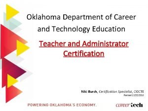 Oklahoma Department of Career and Technology Education Teacher