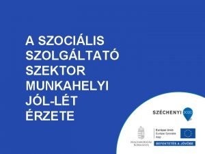 A SZOCILIS SZOLGLTAT SZEKTOR MUNKAHELYI JLLT RZETE A