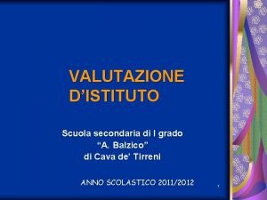 VALUTAZIONE DISTITUTO Scuola secondaria di I grado A