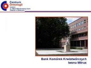 Bank Komrek Krwiotwrczych Iwona Mitrus Centrum Onkologii Instytut