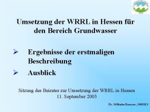 Umsetzung der WRRL in Hessen fr den Bereich