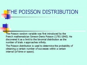 Poisson distribution example Poisson distribution example