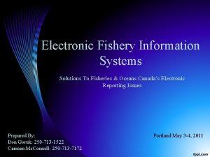 Electronic Fishery Information Systems Solutions To Fisheries Oceans