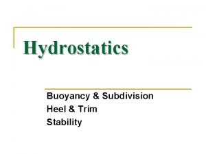 Hydrostatics Buoyancy Subdivision Heel Trim Stability Stuff Floats