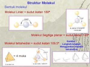 Struktur Molekul Bentuk molekul Molekul Linier sudut ikatan