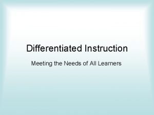 Differentiated Instruction Meeting the Needs of All Learners