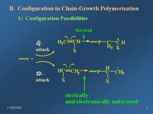 B Configuration in ChainGrowth Polymerization 1 Configuration Possibilities