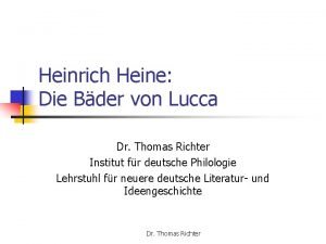 Heinrich Heine Die Bder von Lucca Dr Thomas