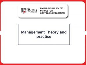 Management theory and practice