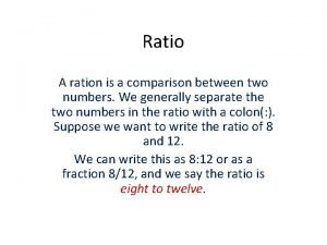 Ratio and ration