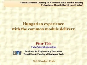 Virtual Electronic Learning for Vocational Initial Teacher Training