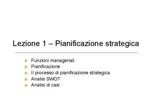 Analisi strategica per le decisioni aziendali sapienza