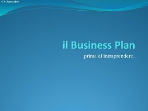 R Ramondetti il Business Plan prima di intraprendere