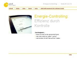 EnergieControlling Seite 00 von 12 Kurzprofil Funktion Nutzen