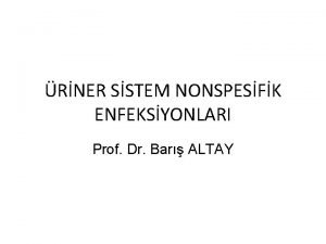 RNER SSTEM NONSPESFK ENFEKSYONLARI Prof Dr Bar ALTAY