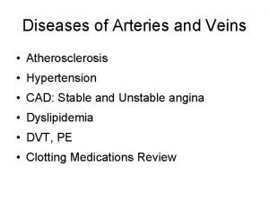 Diseases of Arteries and Veins Atherosclerosis Hypertension CAD