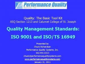 Quality The Basic Tool Kit ASQ Section 1213