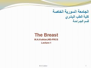 The Breast Learning Objectives Appropriate investigation of breast