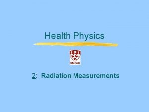 Health Physics 2 Radiation Measurements Introduction Radiation not