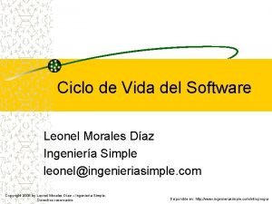 Ciclo de Vida del Software Leonel Morales Daz