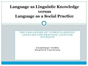 Language as Linguistic Knowledge versus Language as a