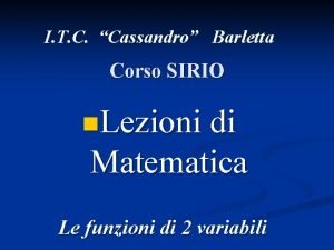 I T C Cassandro Barletta Corso SIRIO n