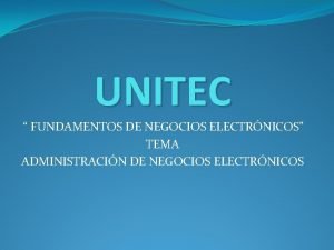 UNITEC FUNDAMENTOS DE NEGOCIOS ELECTRNICOS TEMA ADMINISTRACIN DE
