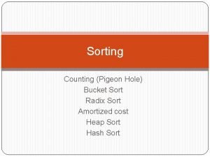 Pigeon hole algorithm