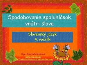 Spodobovanie spoluhlsok vntri slova Slovensk jazyk 4 ronk