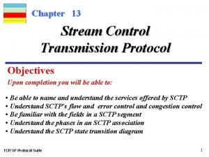 Chapter 13 Stream Control Transmission Protocol Objectives Upon