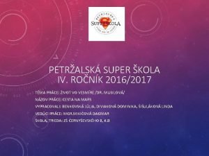 PETRALSK SUPER KOLA IV RONK 20162017 TMA PRCE