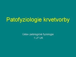 Patofyziologie krvetvorby stav patologick fyziologie 1 LF UK