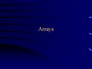 Arrays The array data structure An array is