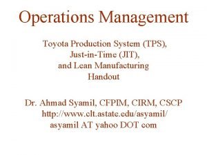 Toyota production system operations management