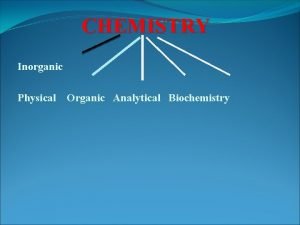 CHEMISTRY Inorganic Physical Organic Analytical Biochemistry Matter space