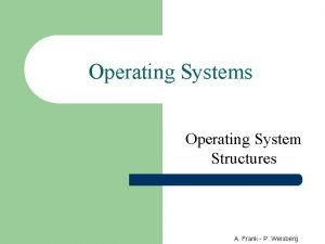 Operating Systems Operating System Structures A Frank P
