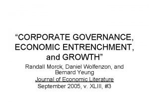 Corporate governance and economic growth