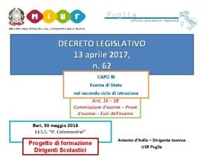 DECRETO LEGISLATIVO 13 aprile 2017 n 62 CAPO