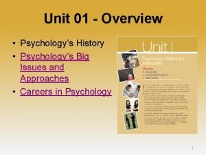 Unit 01 Overview Psychologys History Psychologys Big Issues