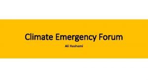 Climate emergency forum